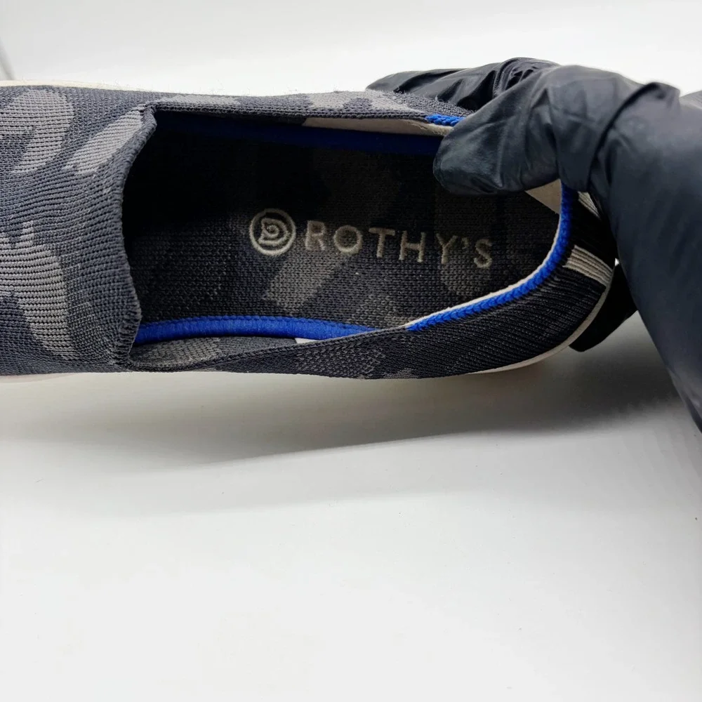 Rothy's The Sneaker Women 9.5 Grey Camo Slip‎ On Knit Sustainable Comfort Shoes